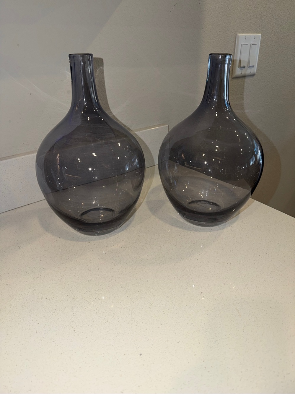 NWT Elegant Gray Glass Vase set of 2